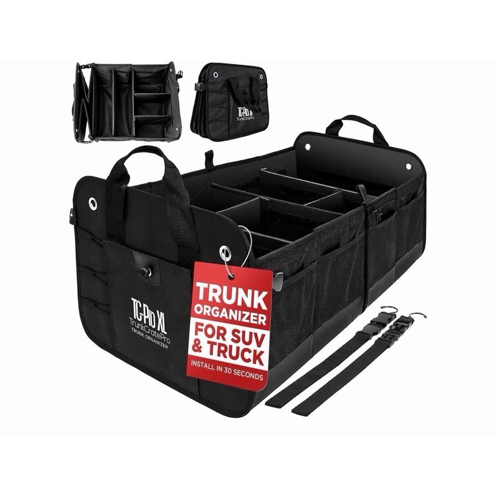 Car Trunk Organizer For‎ SUV & Truck Cargo Storage, XL, Black | Fits Cars,